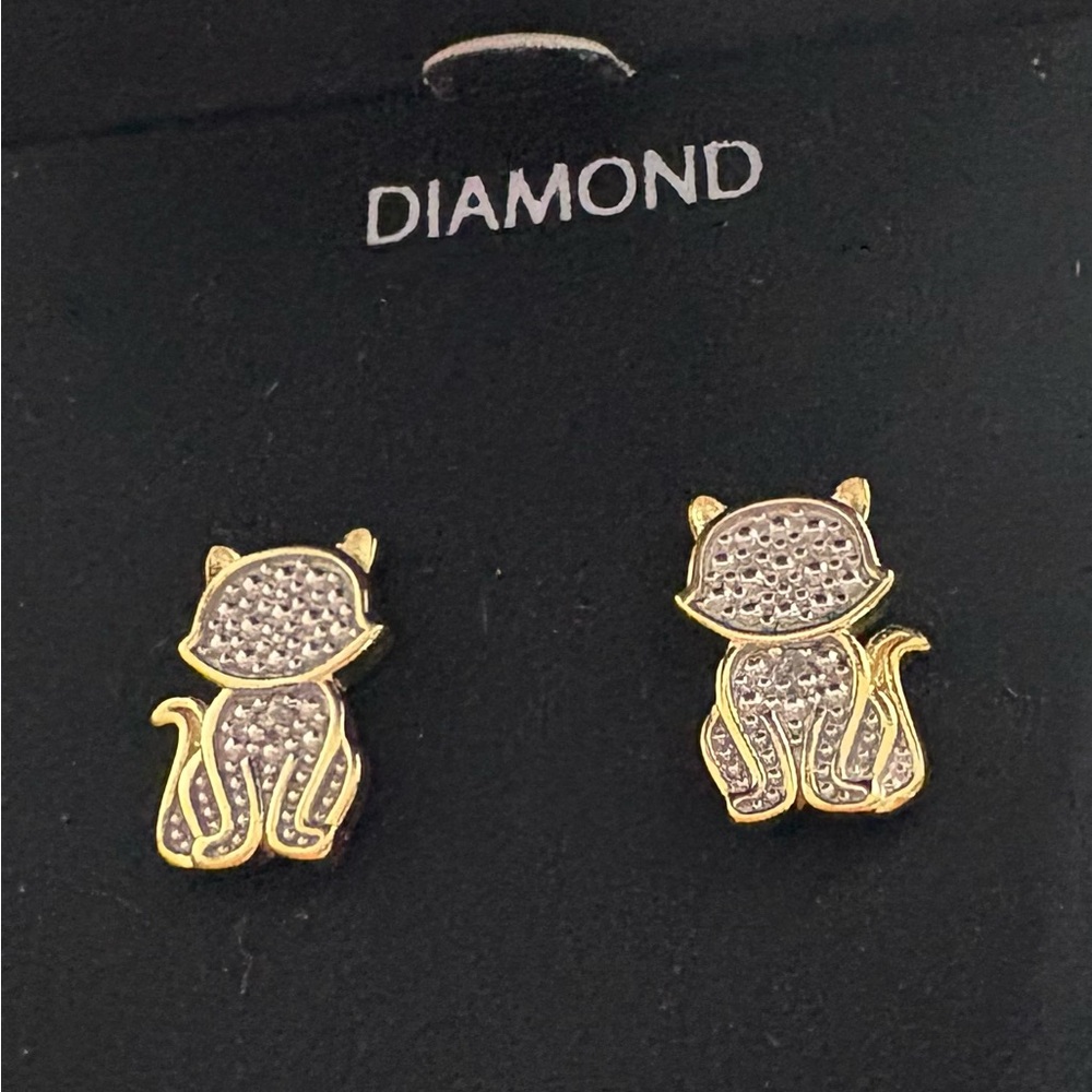 Gold and Silver Cat Earrings